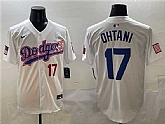Men's Los Angeles Dodgers #17 Shohei Ohtani White With American Flag Patch Limited Stitched Jersey,baseball caps,new era cap wholesale,wholesale hats